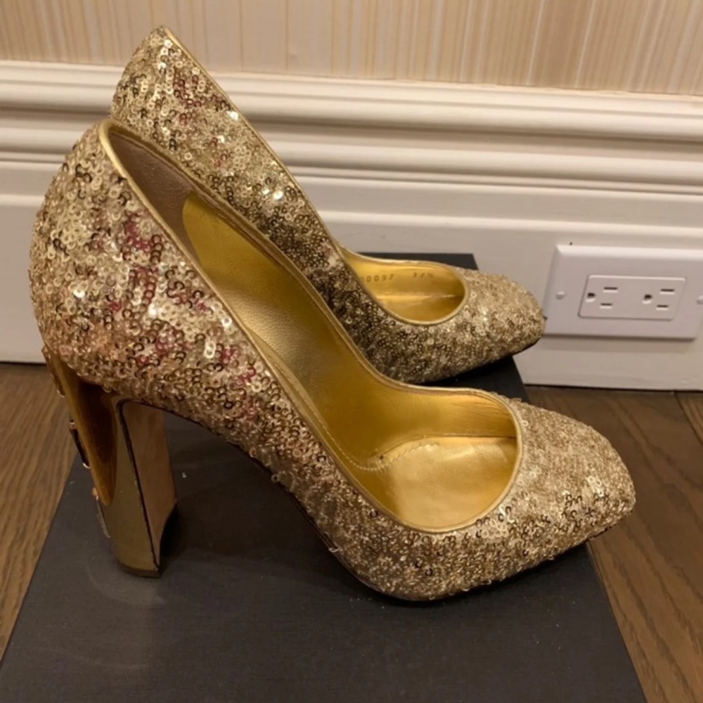 Dolce and Gabbana sequined pumps with stones